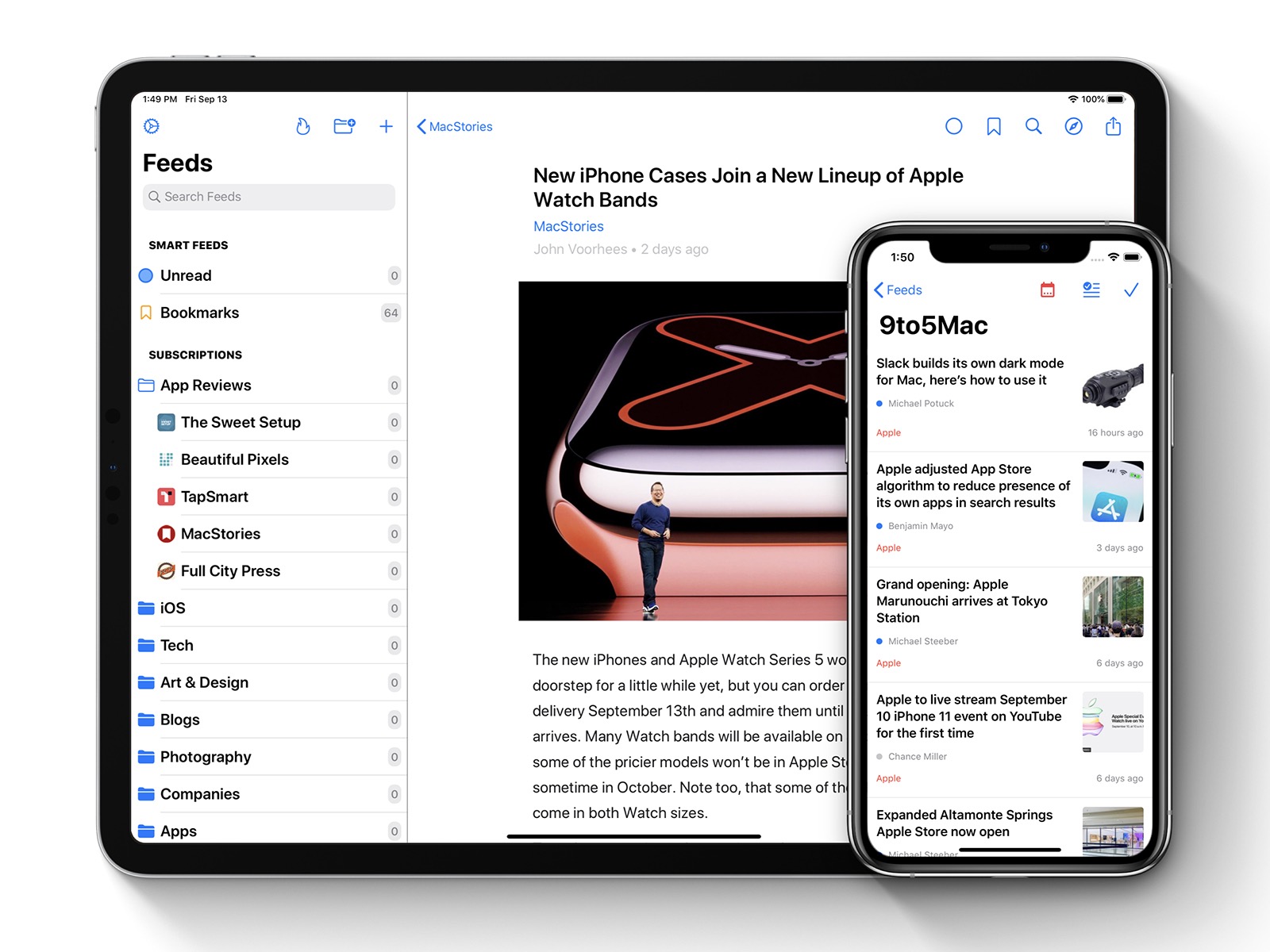 iPad: Article Reader. iPhone: Feed's Articles List.