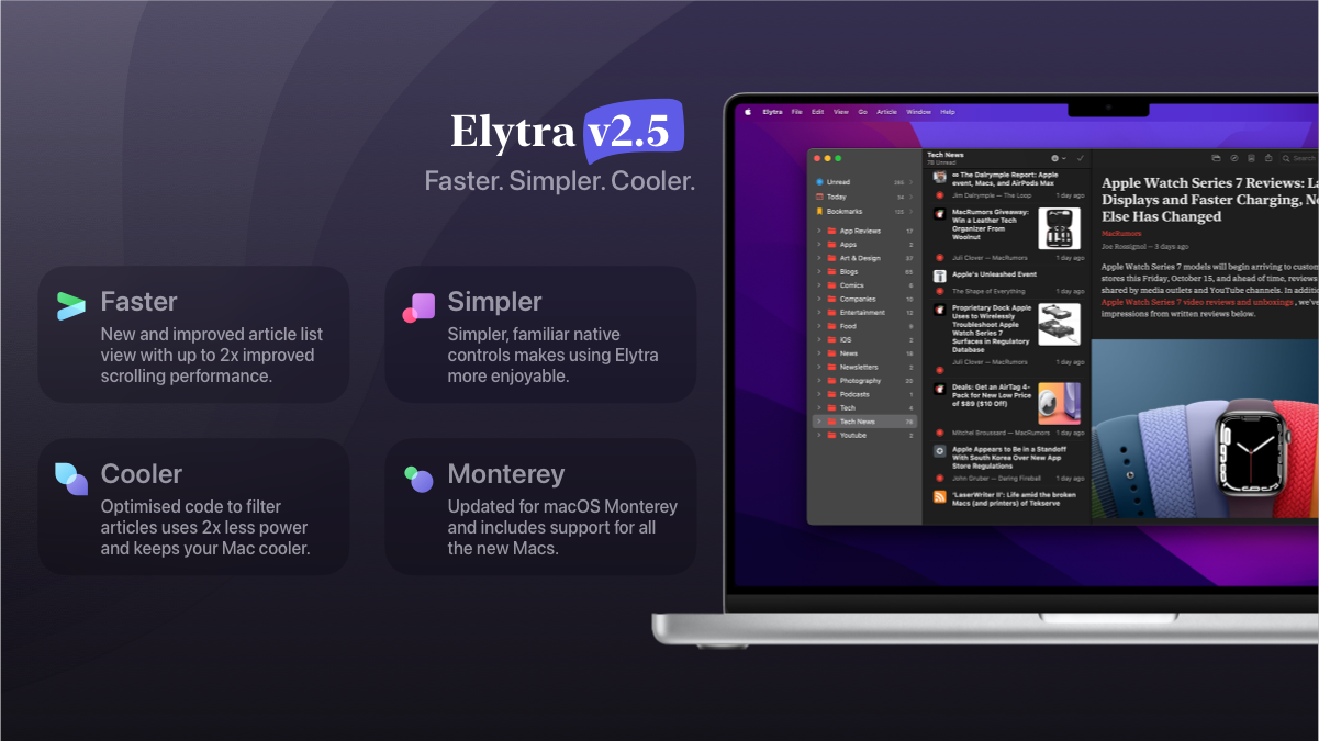 Banner: Elytra running on macOS Monterey on the 2021 Macbook Pro